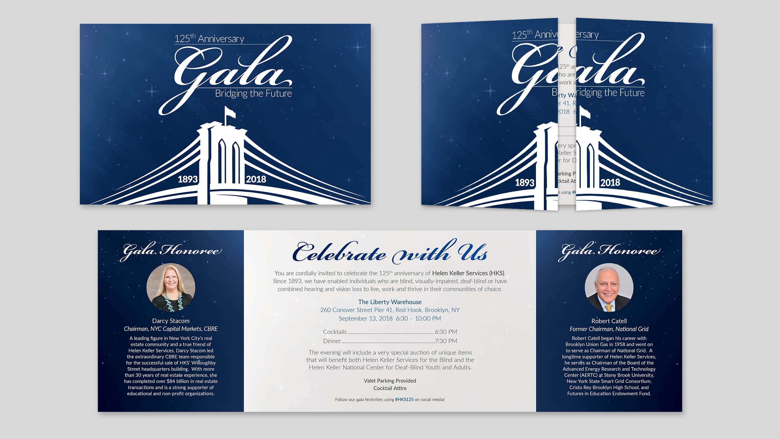 Mockup of a double gate fold gala invitation